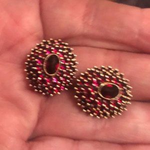 VINTAGE RUBY GARNET EARRINGS! Screw Back